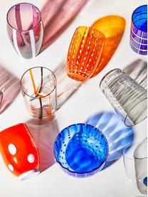 Súprava ručne fúkaných pohárov na vodu s farebnými pruhmi Tirache, 6 dielov, Sklo, Viacfarebná, Ø 7 x V 10 cm, 350 ml