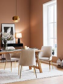 Fluwelen stoel Ava, Bekleding: fluweel (100 % polyester), Poten: gegalvaniseerd metaal, Fluweel lichtbeige, B 53 x D 60 cm