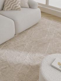 Ręcznie tuftowany dywan z bawełny z frędzlami Bina, Beżowy, S 160 x D 230 cm (Rozmiar M)