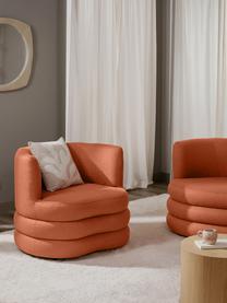 Design bouclé fauteuil Solomon, Bekleding: 100% polyester Met 35.000, Frame: massief sparrenhout, FSC-, Poten: kunststof, Bouclé terracotta, B 95 x D 80 cm