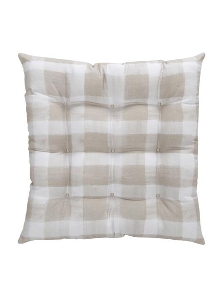 Kariertes Baumwoll-Sitzkissen Milène, Bezug: 100% Baumwolle, Beige, B 40 x L 40 cm