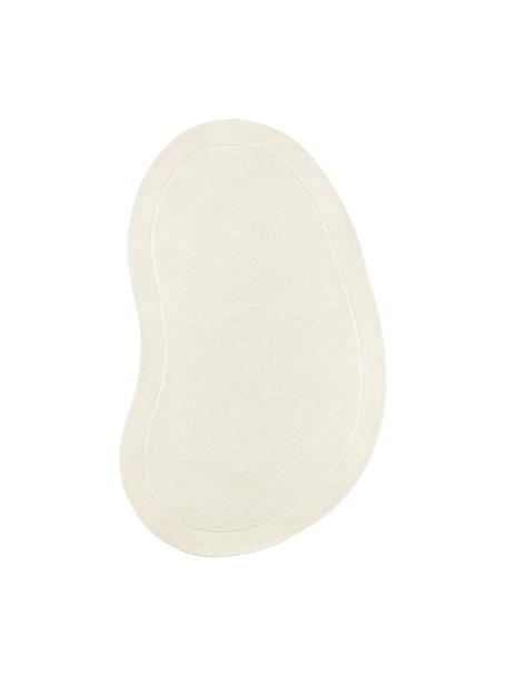 Tappeto in lana bianco crema fatto a mano dalla forma organica Kadey, Retro: 100% cotone Nel caso dei , Bianco crema, Larg. 120 x Lung. 180 cm (taglia S)