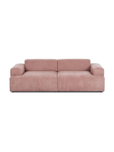 Sofa ze sztruksu Melva (3-osobowa), Tapicerka: sztruks (92% poliester, 8, Stelaż: lite drewno sosnowe, cert, Nogi: tworzywo sztuczne, Bladoróżowy sztruks, S 238 x G 101 cm