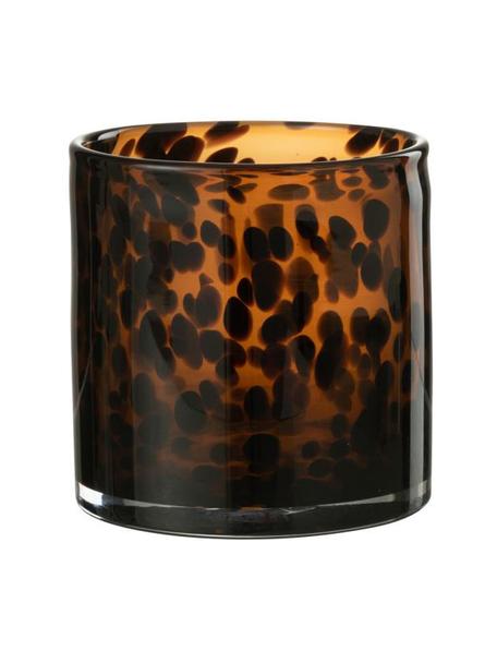 Waxinelichthouder Hurricane met stippen, Glas, Bruin, transparant, Ø 12 x H 12 cm