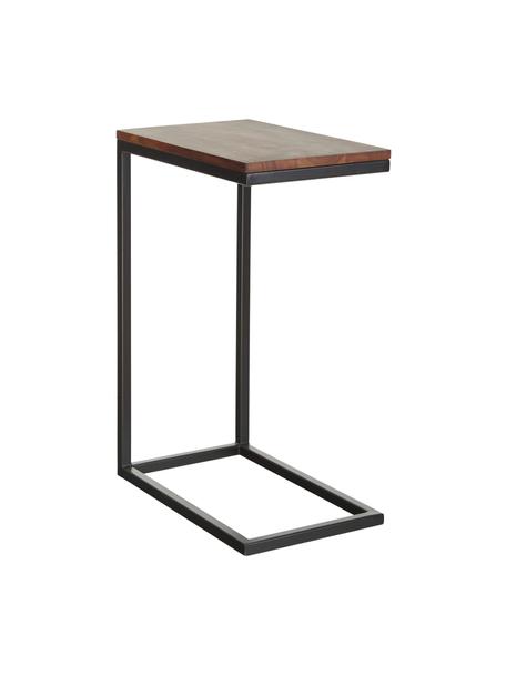 Mesa auxiliar de madera de acacia Celow, Tablero: madera de acacia maciza y, Estructura: metal con pintura en polv, Madera de acacia, An 45 x Al 62 cm