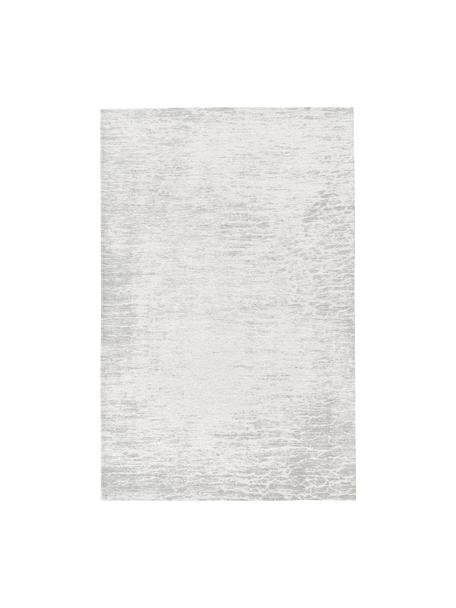 Alfombra artesanal de algodón jacquard Imani, Parte superior: 85% algodón, 15% poliéste, Reverso: látex, Gris claro, blanco, An 120 x L 180 cm (Tamaño S)