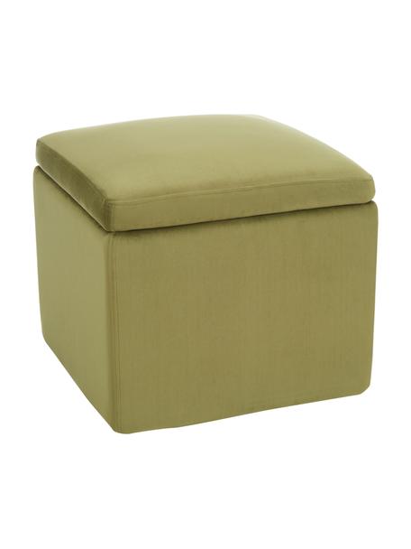 Samt-Hocker Winou mit Stauraum, Bezug: Samt (Polyester) Der hoch, Korpus: Sperrholz, Metall, Samt Olivgrün, B 50 x H 48 cm