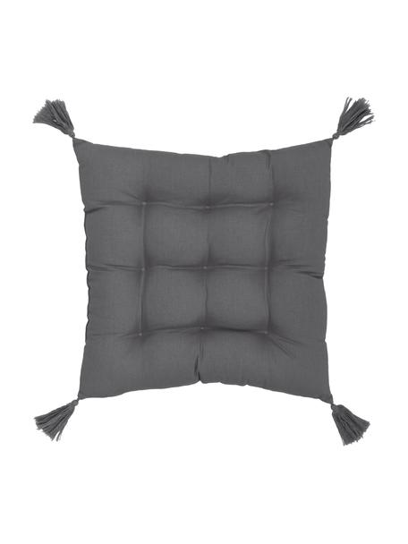 Sitzkissen Ava mit Quasten, Bezug: 100% Baumwolle, Dunkelgrau, B 40 x L 40 cm