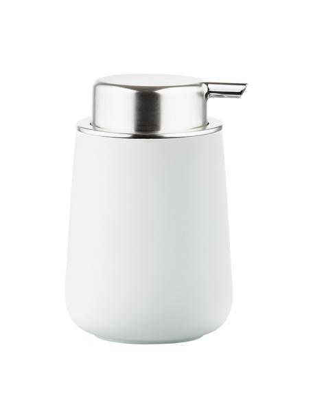 Dosificador de jabón de porcelana Nova One, Recipiente: porcelana, Dosificador: plástico, Blanco, Ø 8 x Al 12 cm