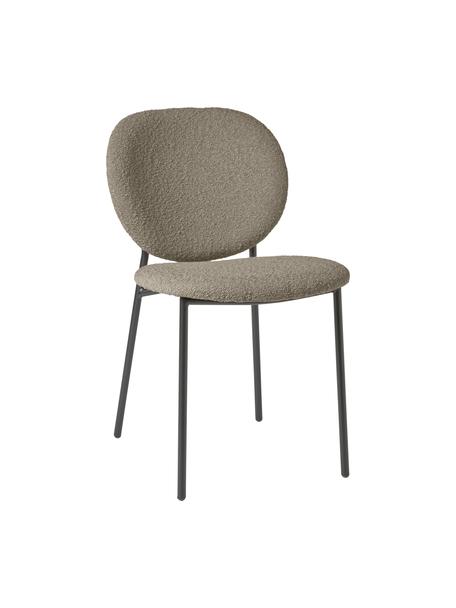 Bouclé-Polsterstühle Ulrica, 2 Stück, Bezug: Bouclé (100 % Polyester) , Beine: Metall, pulverbeschichtet, Bouclé Taupe, Schwarz, B 47 x T 61 cm