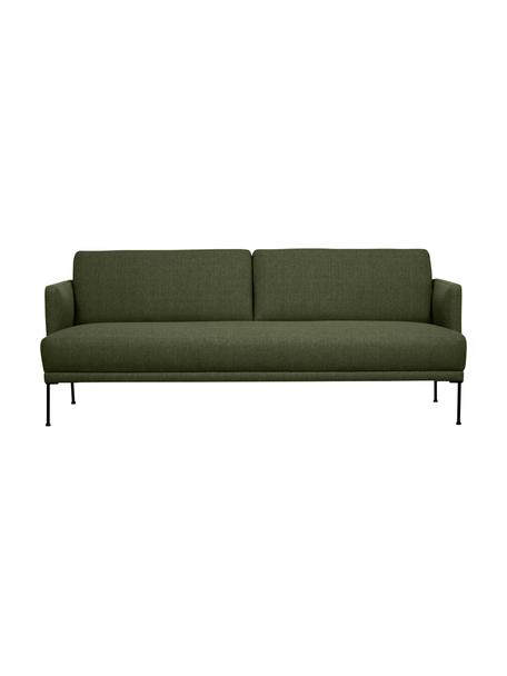 Sofa z  metalowymi nogami Fluente (3-osobowa), Tapicerka: 100% poliester Dzięki tka, Nogi: metal malowany proszkowo, Ciemny zielony, S 196 x G 85 cm