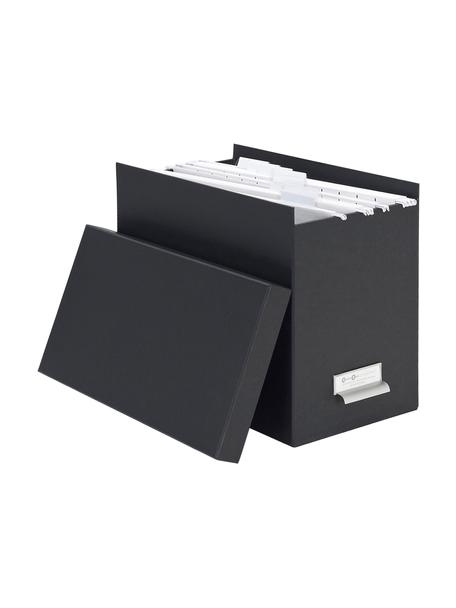 Hängeregister-Box Johan mit acht Hängemappen, Organizer: Fester, laminierter Karto, Schwarz, B 19 x H 27 cm