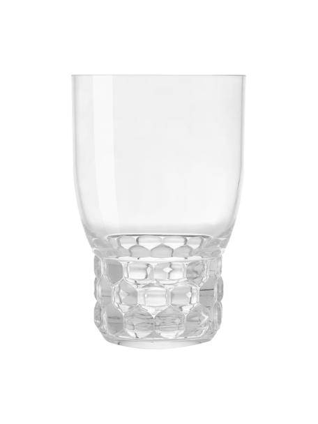 Waterglazen Jellies met structuurpatroon, 4 stuks, Kunststof, Transparant, Ø 9 x H 13 cm, 460 ml