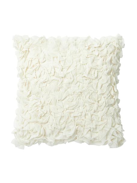 Kissenhülle Rosalia mit Rüschen in Elfenbeinfarben, Vorderseite: 100 % Polyester, Rückseite: 100 % Baumwolle, Weiß, B 45 x L 45 cm