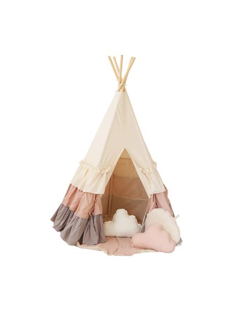 Tipi pour enfants Frills, Lin, coton, Blanc crème, tons roses, larg. 120 x haut. 180 cm