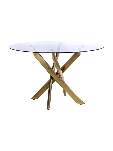 Stół do jadalni ze szklanym blatem George, Blat: szkło przyciemniane, Nogi: metal malowany proszkowo, Transparentny, Ø 120 x W 75 cm