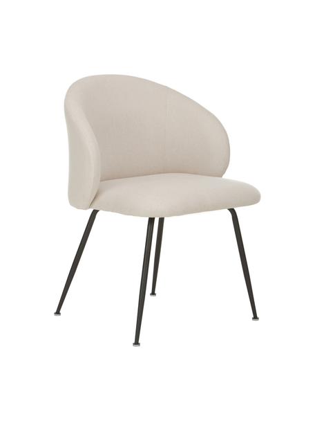Gestoffeerde stoelen Luisa in beige, 2 stuks, Bekleding: 100% polyester, Poten: gepoedercoat metaal, Geweven stof beige, zwart, 59 x 58 cm