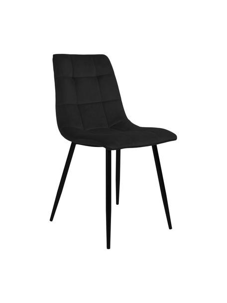 Krzesło tapicerowane z aksamitu Middleton, Tapicerka: aksamit poliestrowy Dzięk, Nogi: metal powlekany, Czarny, S 44 x G 55 cm