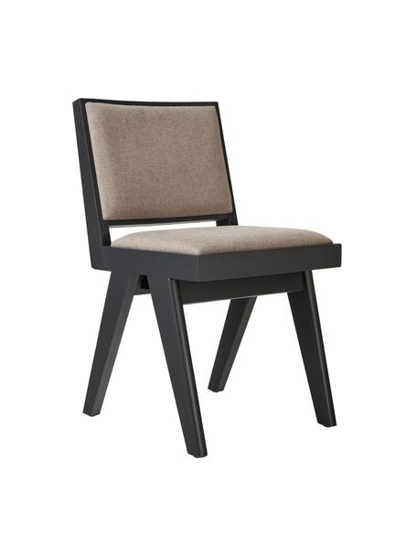 Krzesło tapicerowane z drewna Sissi, Stelaż: lite drewno dębowe, Tapicerka: 100% poliester, Czarny z tapicerką, S 46 x G 56 cm