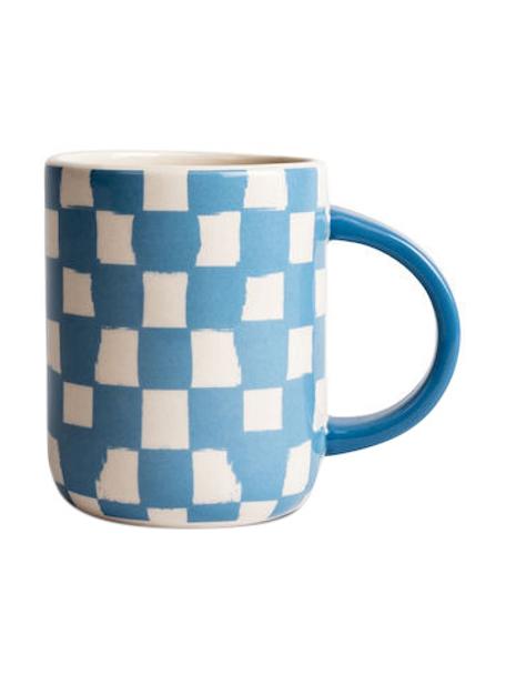Tazas Liz, 2 uds., Gres, Blanco y azul lacado, Ø 8 x Al 10 cm, 280 ml