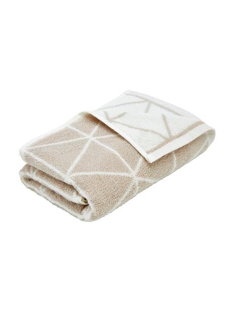 Serviette de toilette réversible en coton pur Elina, Couleur sable, blanc crème, Serviettes de toilette, larg. 50 x long. 100 cm , 2 pièces