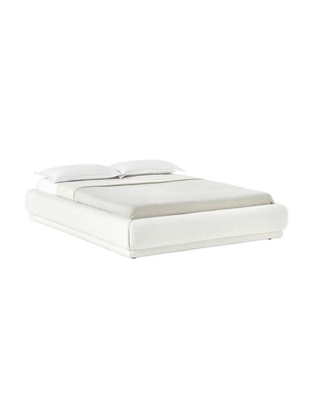 Bouclé gestoffeerd bed Blair met opbergruimte in crèmewit, Bekleding: bouclé (90% polyester, 10, Bouclé wit, 140 x 200 cm
