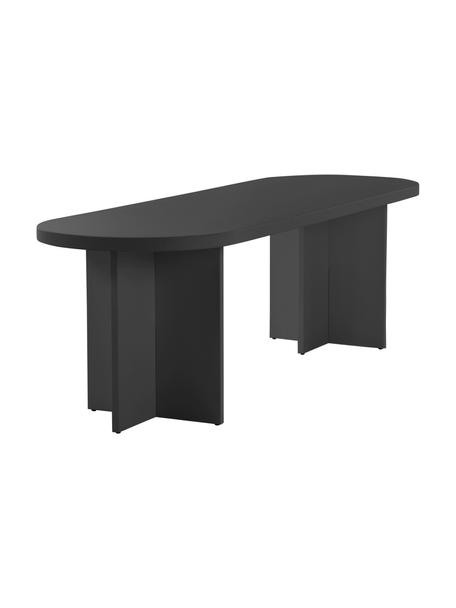 Oválný dřevěný jídelní stůl Cruz, 260 x 80 cm, MDF deska (dřevovláknitá deska střední hustoty), Černá, Š 260 cm, H 80 cm