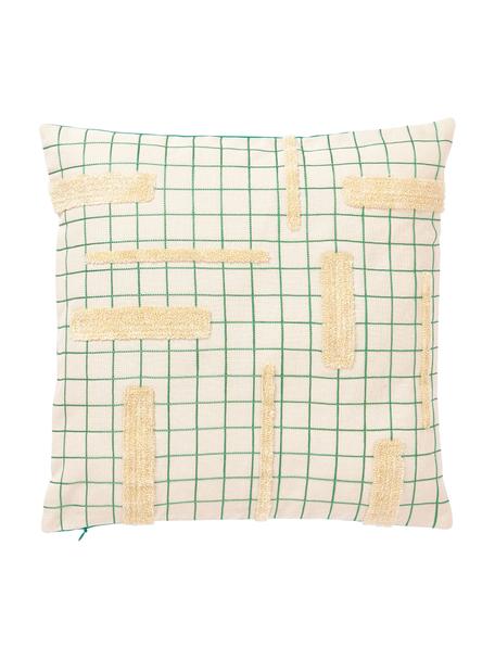 Poszewka na poduszkę Wade, 100% bawełna z certyfikatem BCI, Odcienie kremowego, zielony, S 40 x D 40 cm