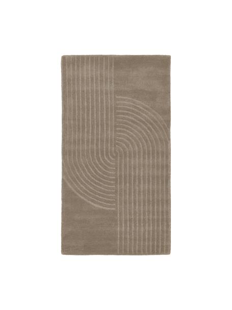 Handgetuft wollen vloerkleed Mason in taupe, Onderzijde: 100% katoen, Beige, B 80 x L 150 cm (maat XS)