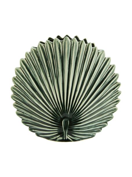 Vase Round Leaf aus Steingut, Steingut, Grün, B 26 x H 24 cm