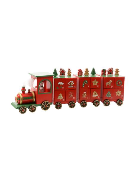 Adventskalender Mateo, Mitteldichte Holzfaserplatte (MDF), beschichtet, Rot, Bunt, B 48 x H 15 cm