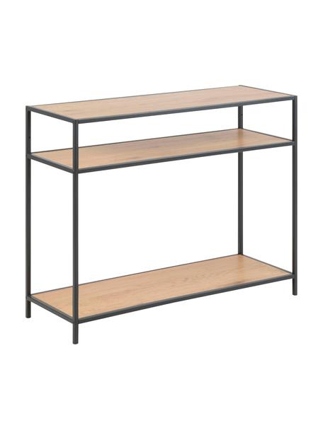 Konsole Seaford aus Holz und Metall, Einlegeböden: Mitteldichte Holzfaserpla, Gestell: Metall, pulverbeschichtet, Holz, Schwarz, B 100 x T 35 cm