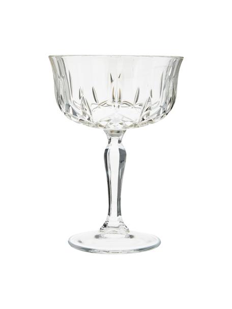 Copas pompadour de champán de cristal con relive Opera, 6 uds., Cristal Luxion, Transparente, Ø 10 x Al 14 cm, 240 ml