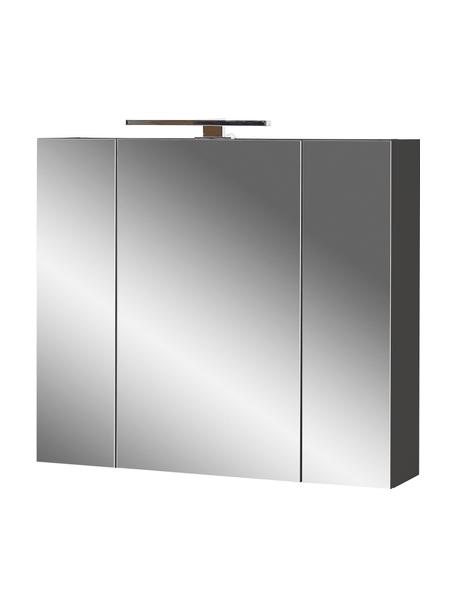 Bad-Spiegelschrank Elisa mit LED-Beleuchtung, Korpus: Spanplatte, melaminbeschi, Spiegelfläche: Spiegelglas, Anthrazit, Silberfarben, B 76 x H 71 cm