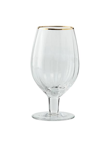 Biergläser Claudine, 4 Stück, Glas, Transparent, Goldfarben, Ø 10 x H 18 cm, 580 ml