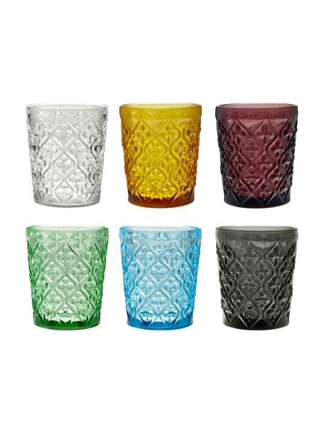 Verres à eau avec embossage décoratif Marrakech, 6 élém., Verre, Multicolore, Ø 8 x haut. 10 cm, 240 ml