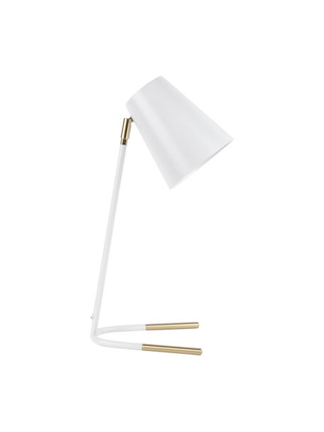 Lámpara de escritorio Noble, Pantalla: metal recubierto, Cable: plástico, Blanco, dorado, An 25 x Al 46 cm