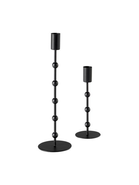 Set de candelabros Kimberly, 2 uds, Metal recubierto, Negro, Set de diferentes tamaños
