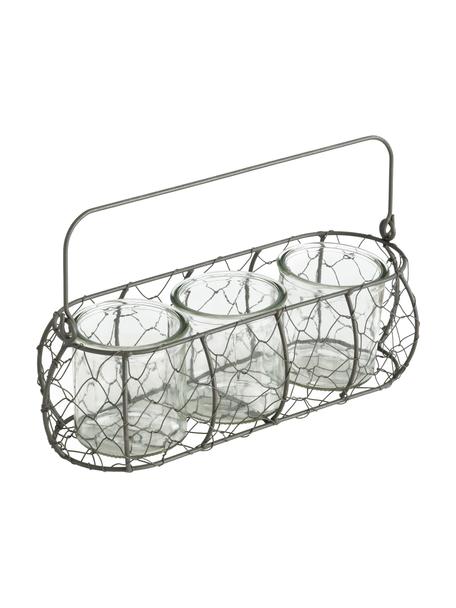Teelichthalter-Set Letha, 4-tlg., Halterung: Metall, Transparent, 31 x 10 cm