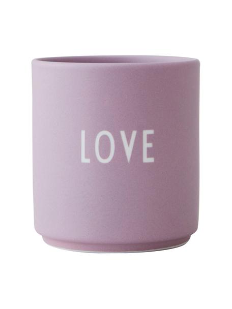 Designový pohárek s nápisem Favourite LOVE, Kostní porcelán Fine Bone China, Fialová (Love), Ø 8 x V 9 cm, 250 ml
