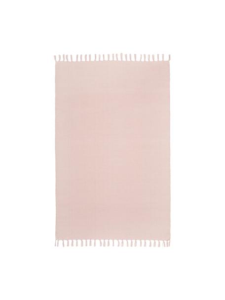 Tappeto in cotone sottile rosa tessuto a mano Agneta, 100% cotone, Rosa, Larg. 70 x Lung. 140 cm (taglia XS)