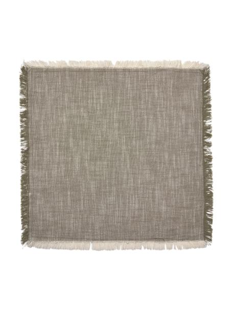 Stoffservietten Ivory mit Fransen, 4 Stück, 100 % Baumwolle, Braun, B 40 x L 40 cm
