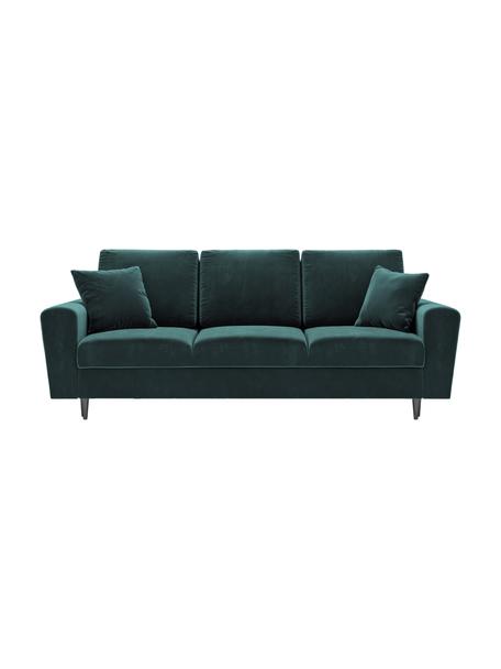 Canapé d'angle 3 places velours avec rangement Moghan, Vert, pieds noir, larg. 235 x prof. 100 cm