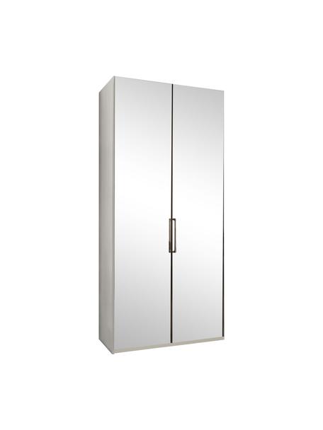 Armoire portes miroir Monaco, 2 portes, Blanc, avec portes miroir, larg. 100 x haut. 216 cm