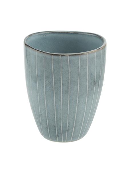 Ručně vyrobený pohárek Nordic Sea, 6 ks, Kamenina, Odstíny šedé a modré, Ø 8 x V 10 cm, 250 ml