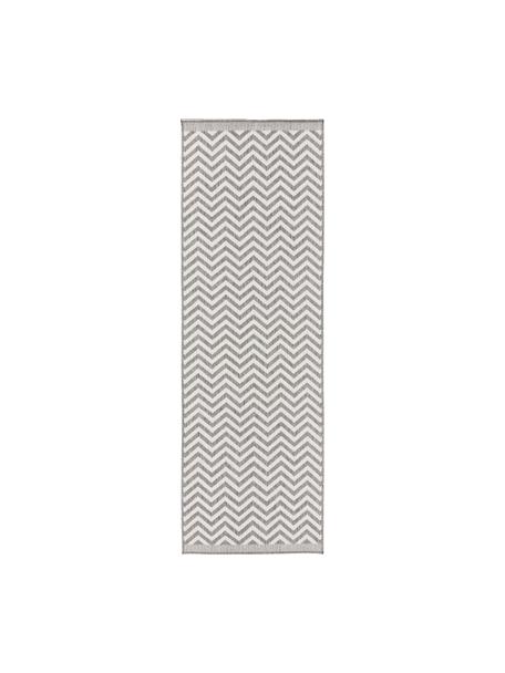 In- & Outdoor-Läufer Palma mit Zickzack-Muster, beidseitig verwendbar, 100% Polypropylen, Grau, Creme, 80 x 350 cm