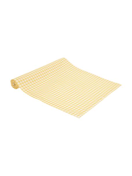 Baumwoll-Tischläufer Vicky mit Karo-Muster, 100 % Baumwolle, Gelb, Weiß, B 40 x L 145 cm