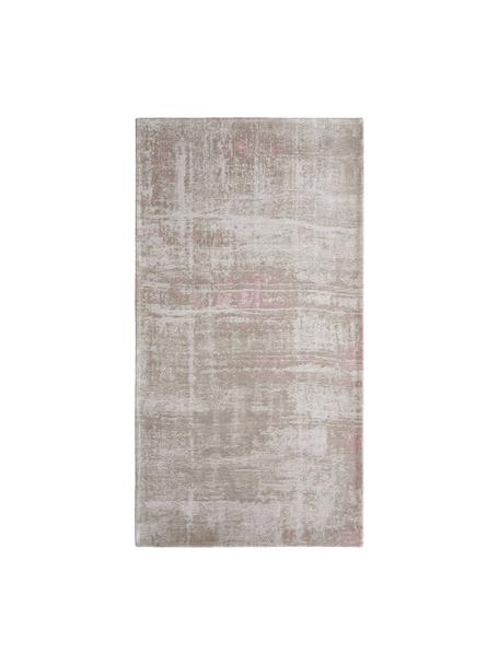 Vlak geweven katoenen vloerkleed Louisa in beige/roze, 85% katoen, 15% polyester, Roze,zilverkleurig,grijs,multicolour,beige, B 80 x L 150 cm (maat XS)