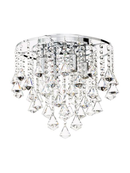 Stropná lampa so sklenenými krištáľmi Dorchester, Priehľadná, chrómová, Ø 40 x V 36 cm