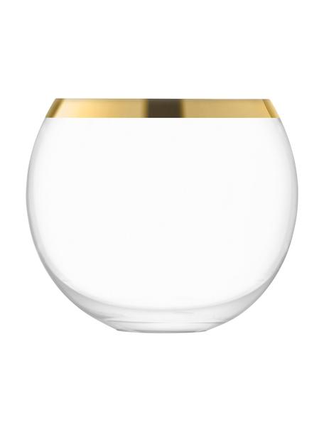 Ručne fúkaný pohár na kokteily Luca, 2 ks, Sklo, Priehľadná so zlatým okrajom, Ø 9 x V 8 cm, 330 ml